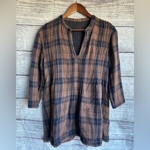 CP Shades Jasmine Tunic plaid 100% cotton size medium